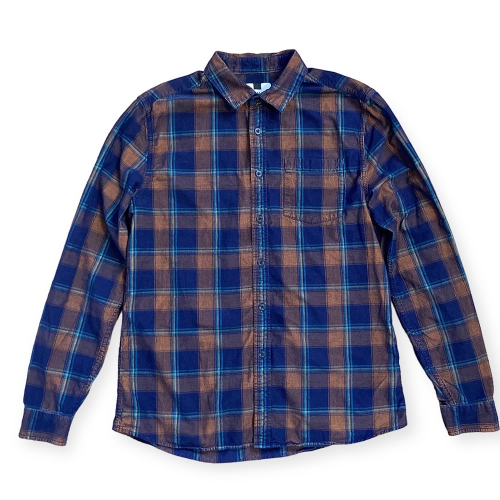 Topman Plaid Corduroy Shirt Button Down Long Sleeves Men’s Large